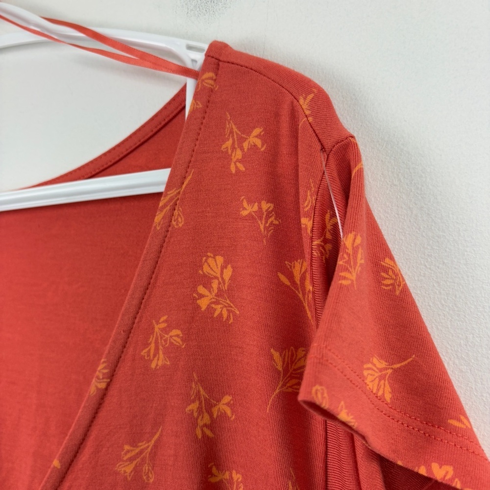 Penningtons Coral Floral V-Neck Babydoll Blouse Stretchy Flowy Plus Size Boho - Picture 5 of 7